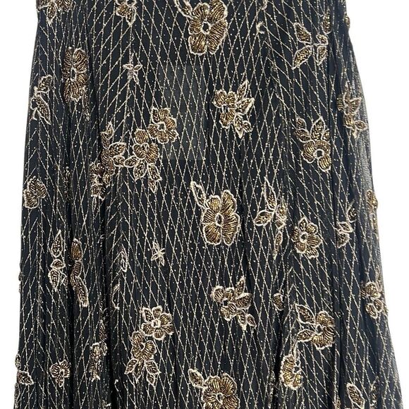 NWT ZARA Knit Embellished Beaded Black Gold Maxi Skirt M Limited Edition(400) - Picture 5 of 15